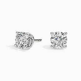 2.34 Ct Four Prong Round Brilliant Moissanite Diamond Stud Earrings In 14k White Gold Plated