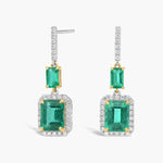 3.24 Round & Emerald Cut White Gold Plated Diamond Earrings For Unique