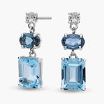 4.38 Ct Blue Emerald Diamond White Gold Plated Diamond Earrings