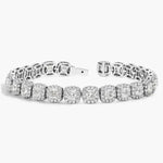 Diamond tennis bracelet for women in gold with round diamonds.