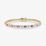 2.67 Ct Round Cut Cuban bracelet Pandora style with interlocked gold chain links.