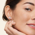 2.66 Ct Oceana Diamond Stud Earrings, Unique Flower Shape Natural Diamond Earrings Close Up View