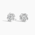 2.66 Ct Oceana Diamond Stud Earrings, Unique Flower Shape Natural Diamond Earrings Close Up View