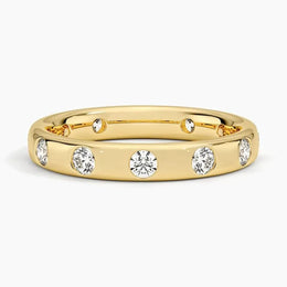 Minimalist Set Eternity Lab Grown Diamond Ring in 14K Yellow Gold Birthday Ring
