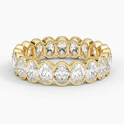 Oval Cut Lab Grown Diamond Eternity Ring (3.12 ct. tw.) in 14K Yellow Gold Semi-Bezel Wedding Band Ring
