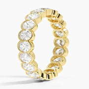 Oval Cut Lab Grown Diamond Eternity Ring (3.12 ct. tw.) in 14K Yellow Gold Semi-Bezel Wedding Band Ring