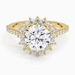 Vintage style engagement ring with diamond and intricate details - Gold Round Ring