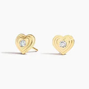0.24 Ct Heart Saped Gold Diamond Earrings For Custom And Jewerly