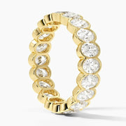 Oval Cut Lab Grown Diamond Eternity Ring (3.12 ct. tw.) in 14K Yellow Gold Semi-Bezel Wedding Band Ring