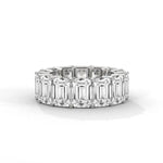 9.26 Emerald cut Wedding Gold Band  For Unique Diamond Ring .