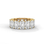 9.26 Emerald cut Wedding Gold Band  For Unique Diamond Ring .