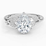 Pear diamond engagement ring in white gold - Women Engagement Ring .