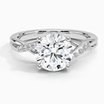 Vintage style engagement ring with sapphire - Engagement Ring Round White Gold Ring .