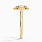 Vintage sapphire Yellow Gold Cushion Diamond Ring engagement ring in custom gold design.