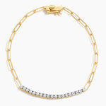 Cartier tennis bracelet with diamonds in yellow gold design.