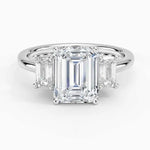 Unique Emerald  shaped Diamond engagement ring in white gold setting