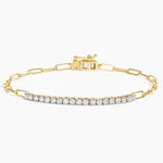 Cartier tennis bracelet with diamonds in yellow gold design.