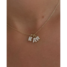 Lab Grown Diamond Initial Letter Necklace in 14K Yellow Gold, Personalized ( K, A, R ) Alphabet Necklace Gift for Women