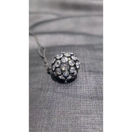 Vintage Lab Grown Diamond Ball Pendant Necklace in Rose Cut Round Diamond Gold Necklace
