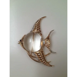 7.98 Ct Vintage Fish Brooch with Rock Crystal Body 14K Yellow Gold Plated Diamond Lab Grown Diamond Use For Jewerly Women Unique Designer