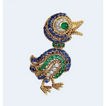 1.94 Ct Ducking Birds Shaped Diamond Round Cut Diamond Blue Green & White Colored Diamond Use For Men Brooch