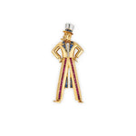 3.06 Ct 10K Gold Gentleman Brooch with Ruby Sapphire Lab Grown Diamond 14K Gold Yrllow Plated Diamond Brooch