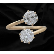 Two Stone Toi et Moi Lab Grown Diamond Ring in 14K Yellow Gold, Double Round Cut Engagement Ring for Her