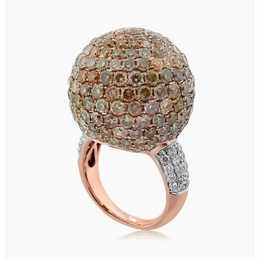 Natural Brown Diamond Dome Ring in 14K Rose Gold, Statement Cocktail Jewelry for Women