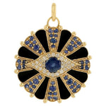 Blue sapphire diamond black onyx evil eye pendant