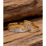 Modern couple rings with sleek band and diamond accents for stylish pairs.