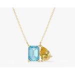 1.31 Ct Genuine Blue and Yellow Diamond Necklace Delicate Luxury Pendant Fine Jewelry for Women