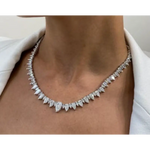 33.13 Ct moissanite pear and marquise cut white tennis necklace luxury sparkling jewelry for women