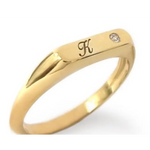 Dainty personalized gold ring with alphabet initial in classic signet style for modern women