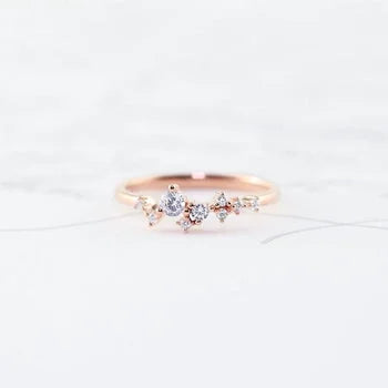 Cluster Simulated Diamond Dainty Ring