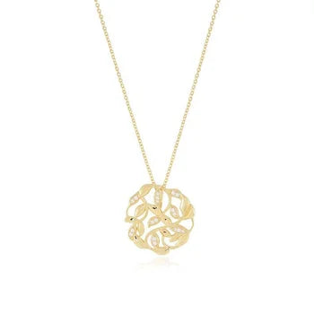 Leaf Circle Charm Delicated Promise Necklace