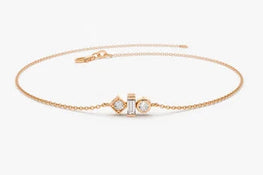 Delicated Baguette Charm 14k Yellow Plated Bracelet