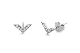 V Shape 925 Sterling Silver Stud Earrings