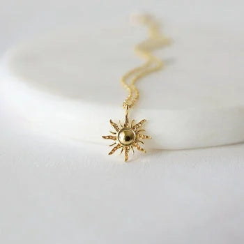 Sun Charm 925 Silver Promise Necklace