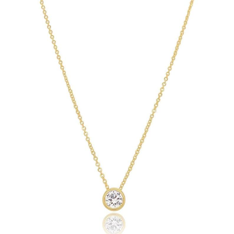 Solitaire Necklace in 14K Gold Vermeil or Rhodium over Sterling Silver - Jay Amar Gems