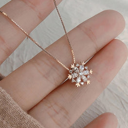 Snowflakes Necklace Star 14k Yellow Gold Plated Celestial Necklace Dainty Necklace - Jay Amar Gems
