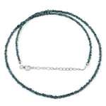 2.2 mm to 3.1 mm blue rough diamond beads necklace with raw luxury styling