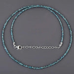 2.2 mm to 3.1 mm blue rough diamond beads necklace with raw luxury styling