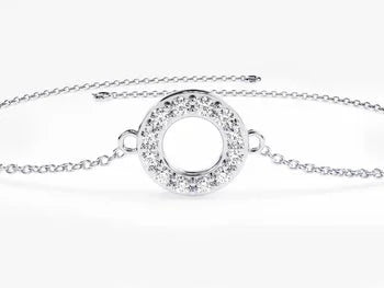 Pave Circle Charm Delicated Bracelet