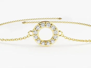 Pave Circle Charm Delicated Bracelet