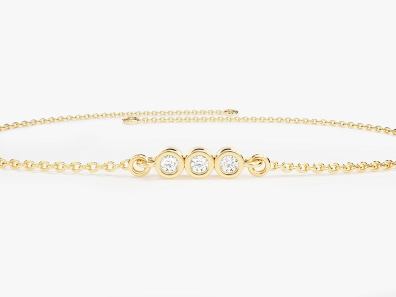 Trio Bezel Diamond Bracelet Minimalist Classic Bracelet For Anniversary Gift For Wife - Jay Amar Gems