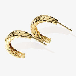 14k Yellow Gold Plated Croissant Hoops Twisted Hoops Chunky Style Personalized Gift Stunnign Earring