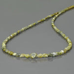 Yellow and green color rough diamond beads with natural gemstone styling For Necklace