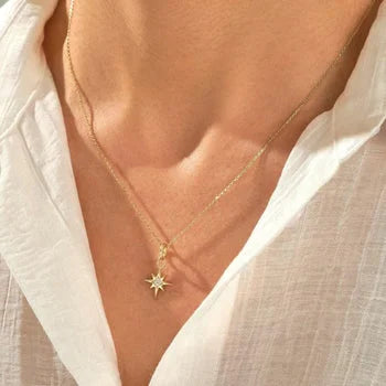 Unique Star Sterling Silver Necklace Promise Gift