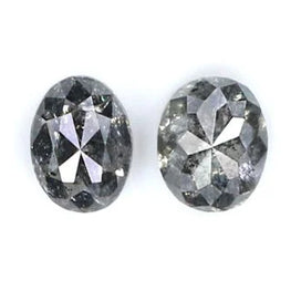 0.64 Ct Natural Loose Oval Salt And Pepper Diamond Black Grey Color Oval Shape Rose Cut Diamond