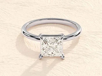 Princess Cut Engagement Ring in 14k Solid Gold Plated  / 1.50 CT Moissanite Engagement Ring / Princess Solitaire Moissanite Ring / Gold Plated Promise Ring